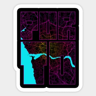 Porto, Portugal City Map Typography - Neon Sticker